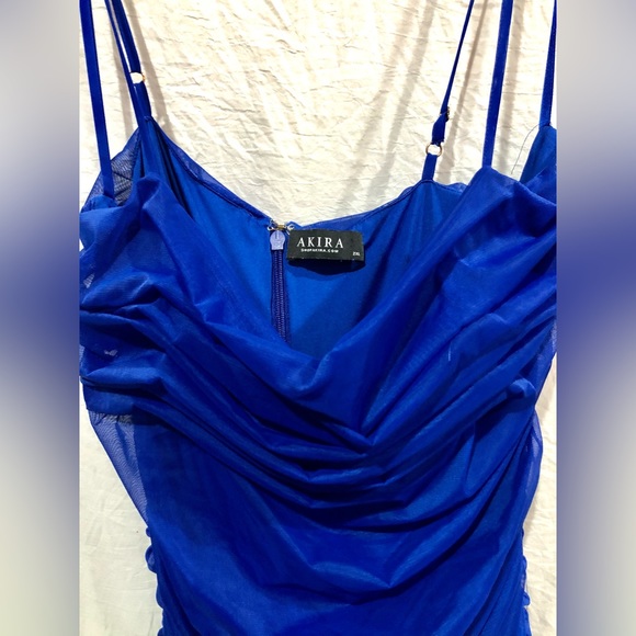 🛍AKIRA royal blue all over rouched party mini dress size 2X NWOT - Picture 5 of 9